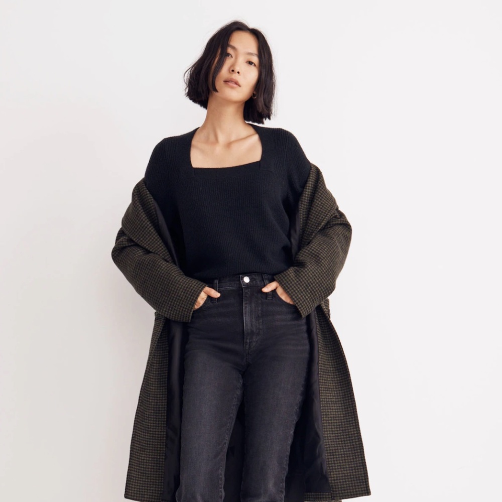NWT Madewell Melwood Square-Neck Pullover Sweater in Coziest Yarn